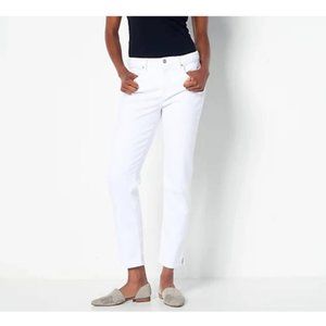 NYDJ Curves 360 Slim Straight White Ankle Stretch Denim Jeans Women's 14S NEW